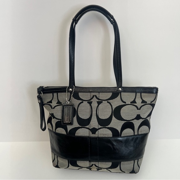 COACH Signature Jacquard Black Stripe Handbag - Picture 1 of 11